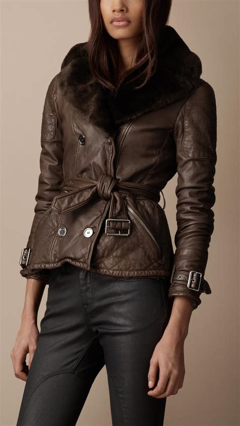 burberry leather lapel jacket|burberry leather jacket women's.